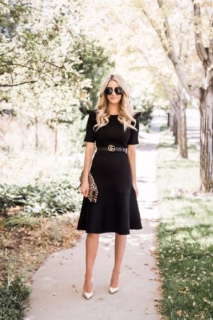 Vestido godet con mangas