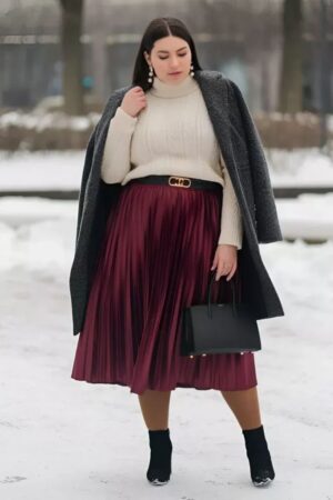Falda velvet tableada  plus size