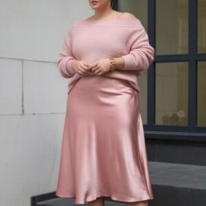 falda satin evasé plus size