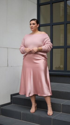 falda satin evasé plus size