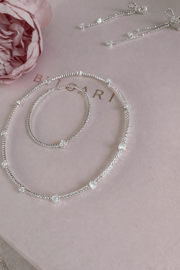 Collar y pulsera Diana  plateado