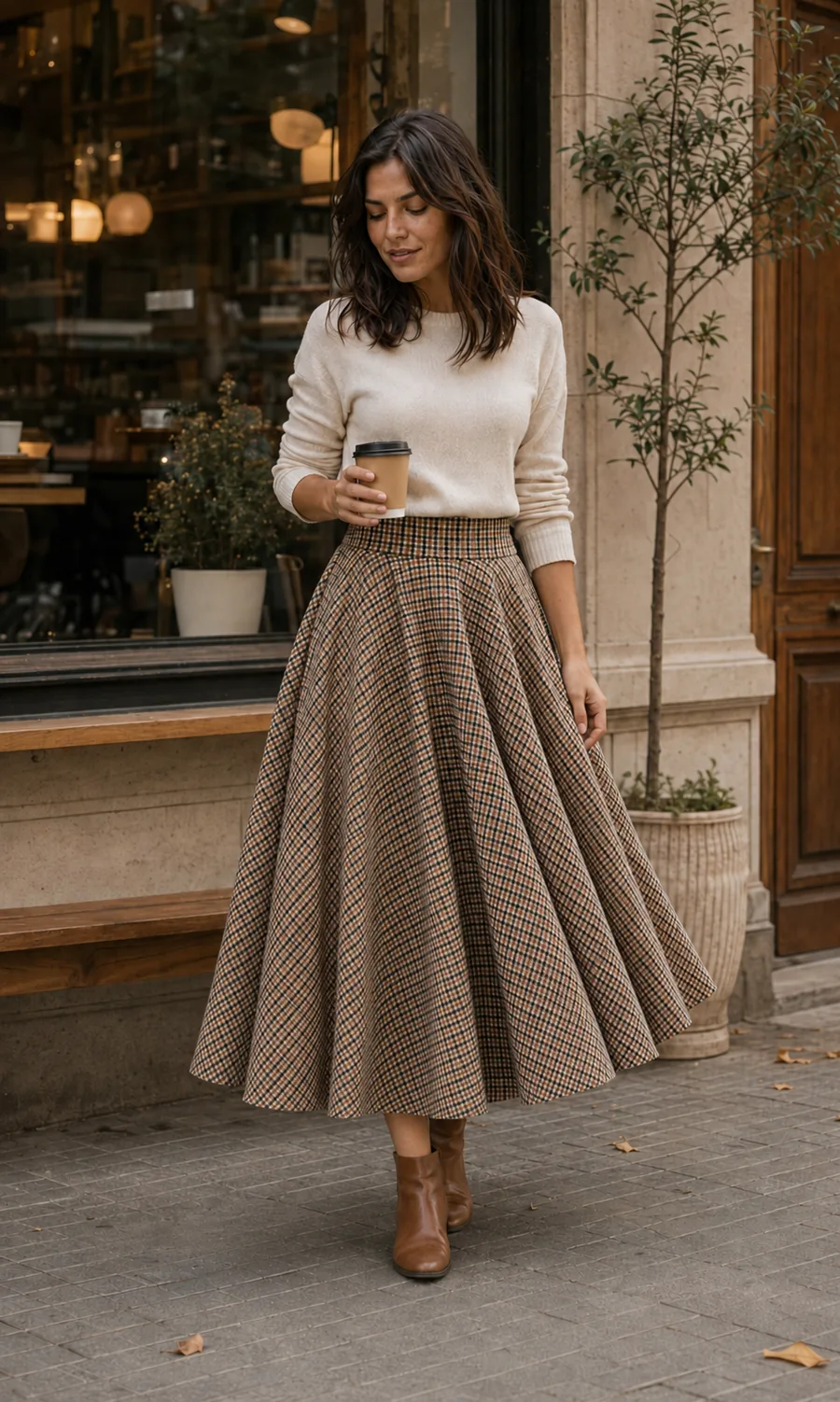 Falda Old Money Midi Waini, vista de cuerpo entero