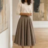 Falda Old Money Midi Waini, largo midi de 80 cm
