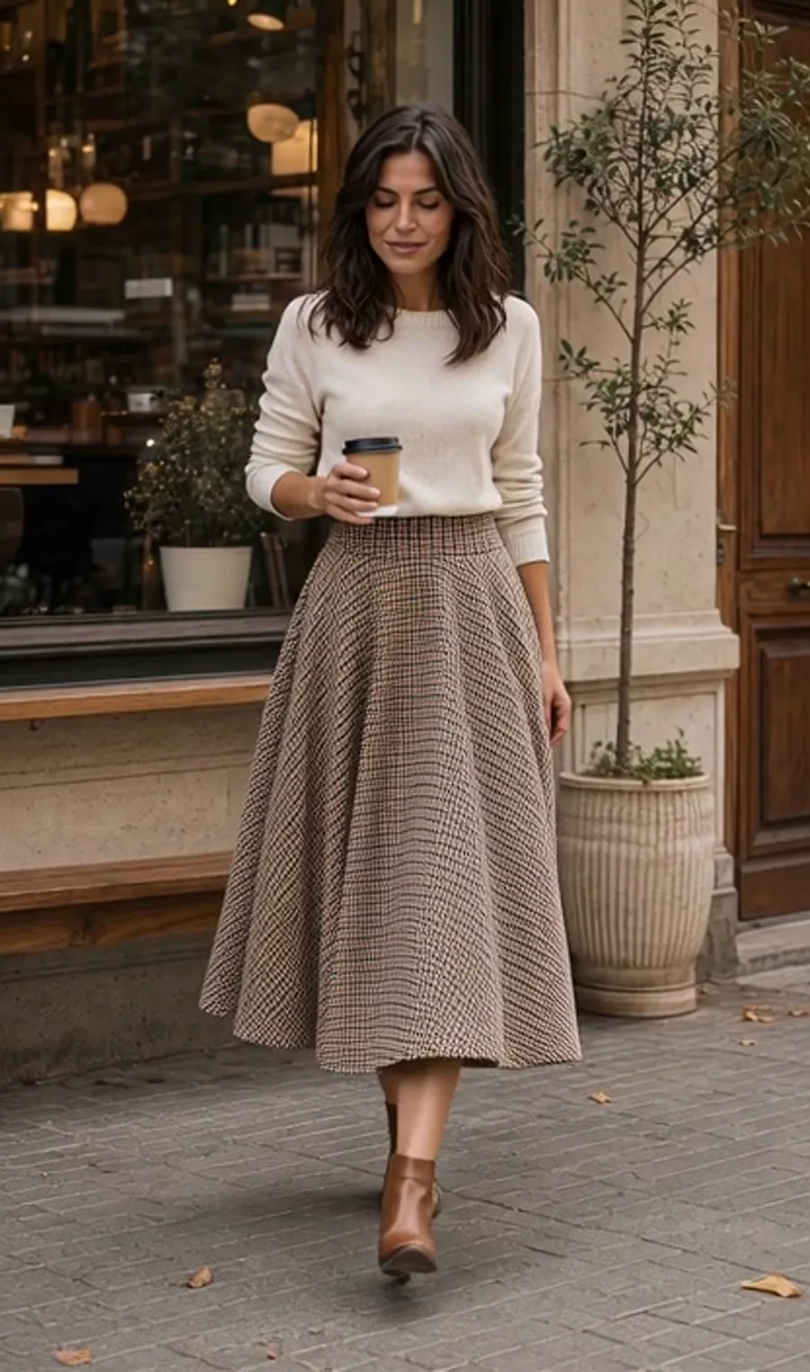 Falda Old Money Midi Waini, movimiento y caída