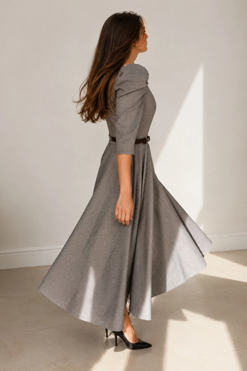 Vestido Lua Princess Old Money, vista lateral y vuelo