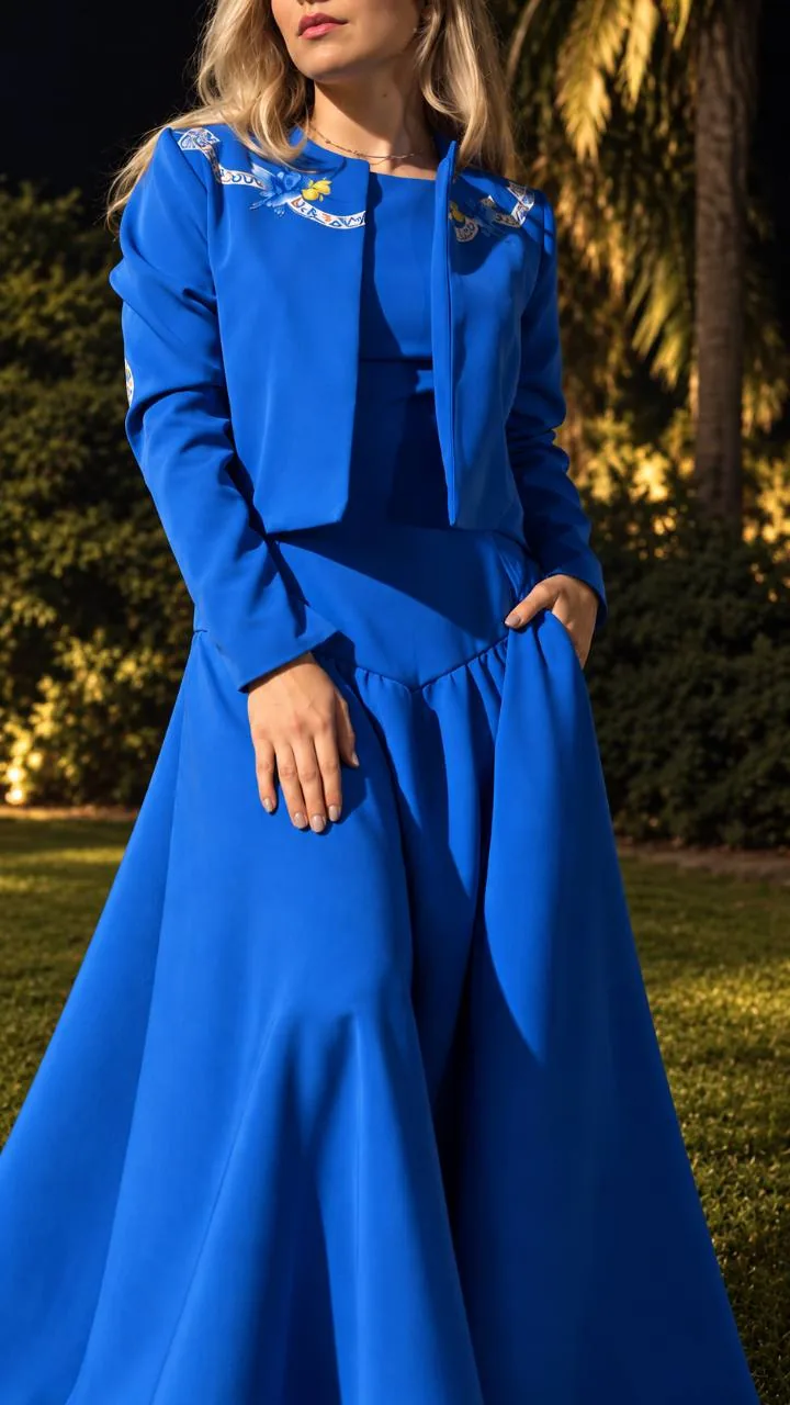 Chaqueta Ciao Azul de Waini, detalle frontal.