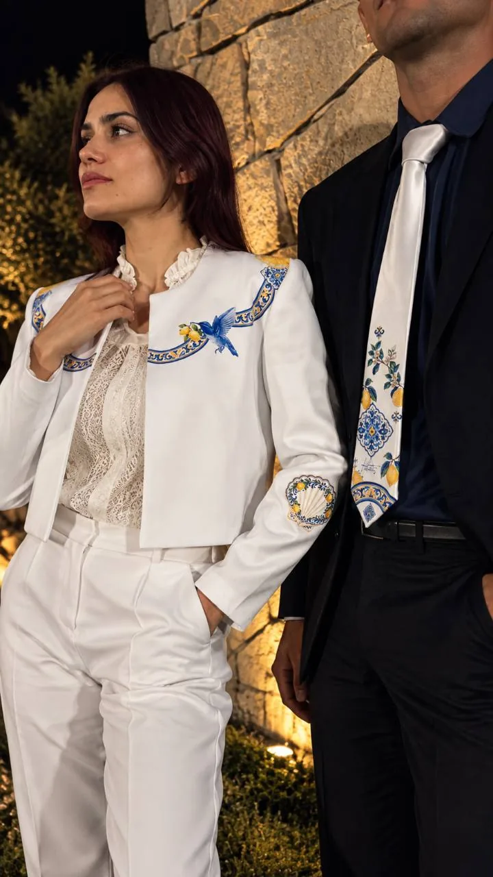 Look de pareja con prendas Waini y corbata Amalfi.